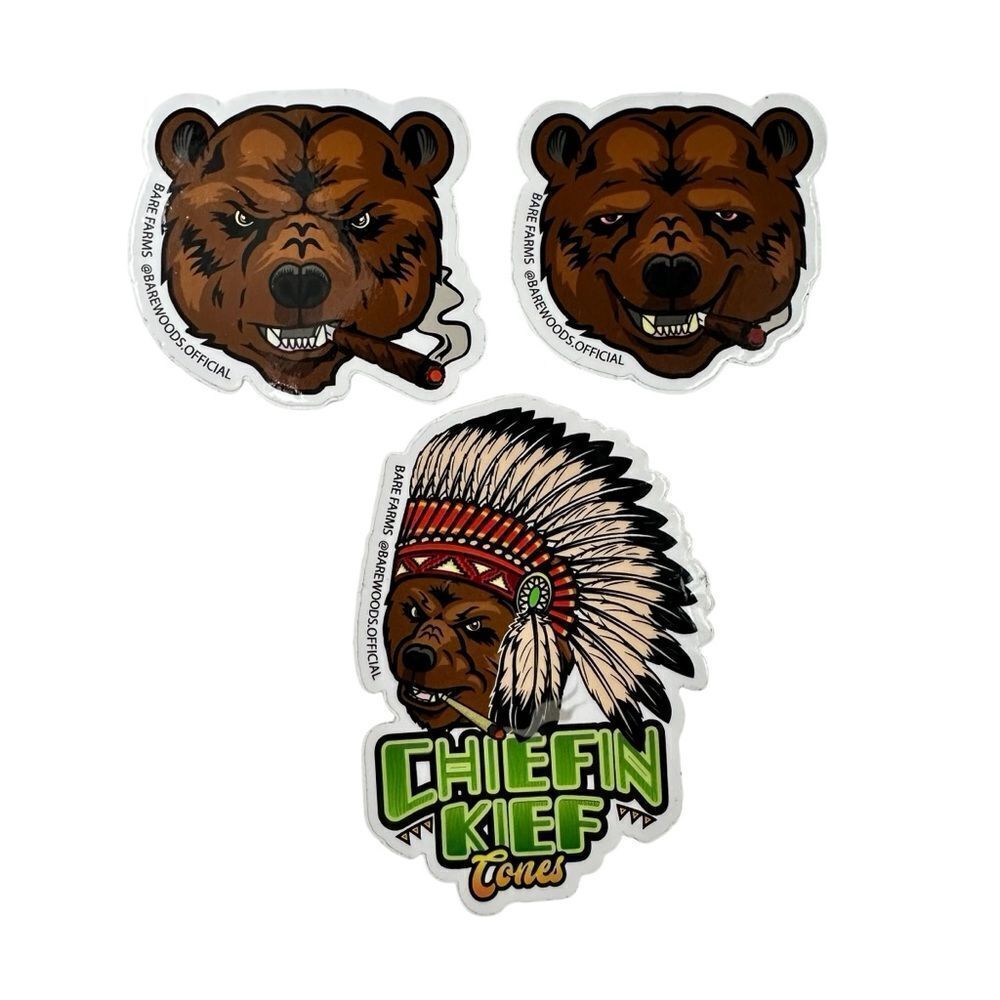 Chiefin Kief Cones Chief Keef Barewoods Bare Farms Stickers Lot Of 3